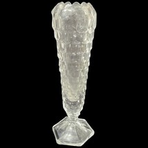 Vintage Fostoria AMERICAN Clear Pressed Glass Tall Cupped Rolled Bud Vas... - $16.65
