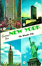 Greetings from New York NYC The Wonder City Multiview Plastichrome Postcard B5 - £2.33 GBP