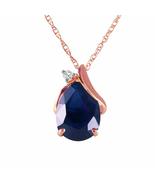 Galaxy Gold GG 14K Solid Rose Gold Natural Blue Sapphire Pear Shape and ... - $846.84