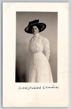 RPPC Akron OH Pretty Woman Hat White Dress Nora Hubler Cummins Postcard P29 - $14.95