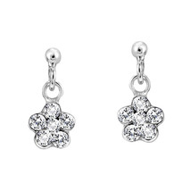 Cute &amp; Petite White CZ Flower Sterling Silver Dangle Nose Ring - £6.20 GBP
