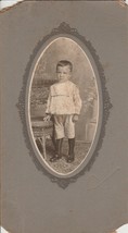 Victorian Small Boy Child Standing by Chair Cabinet Card Photograph 5&quot;x9&quot; - £5.37 GBP