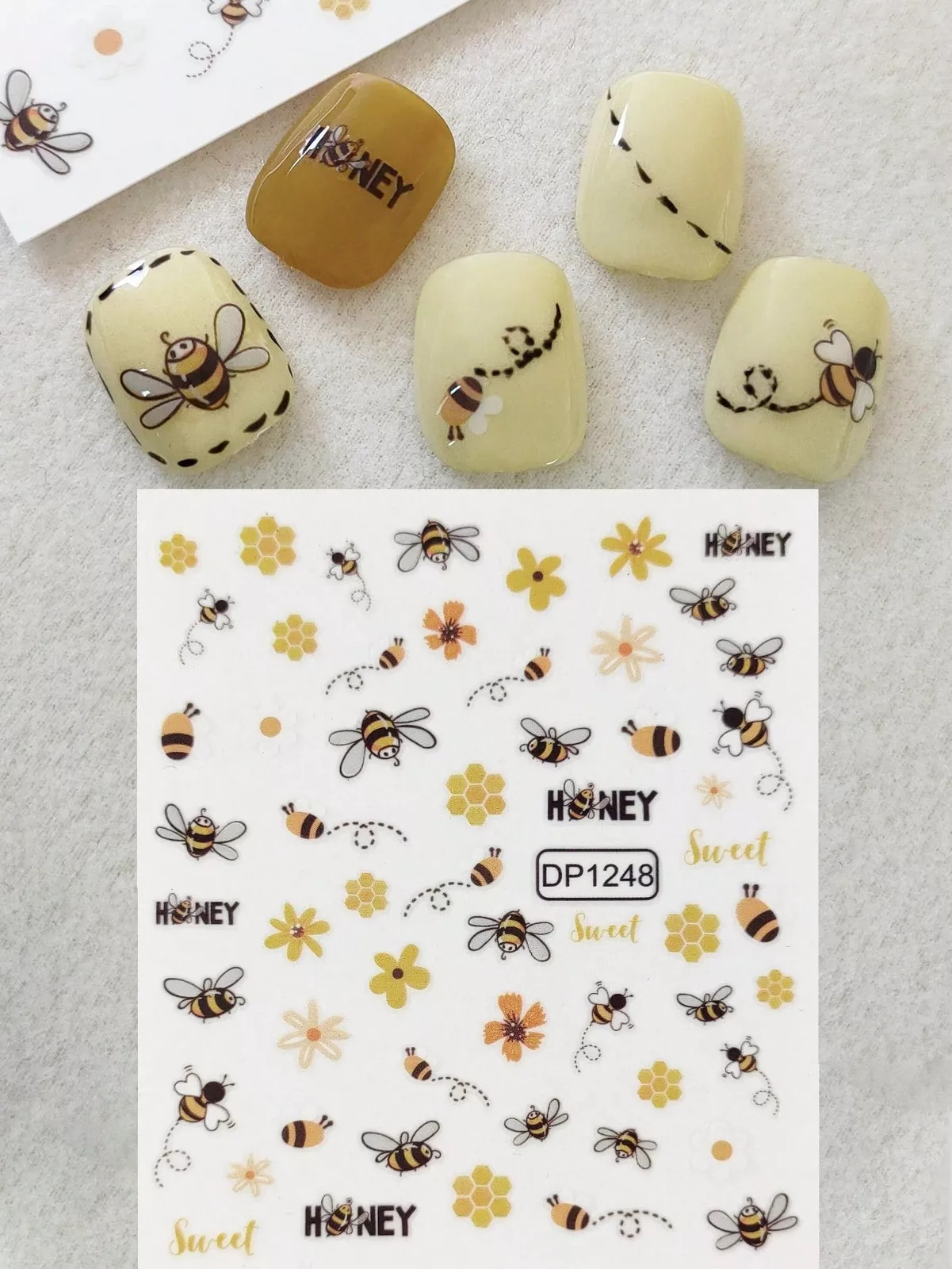 1 Sheet Bee Nail Sticker Bee Animal Self-Adhesive Nail Art Decals For Spring - $14.83
