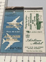Lot Of 2 Matchbook Cover Airline Motel  Opposite Miami International Airport gmg - £11.66 GBP