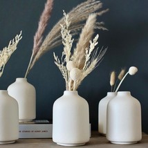 Carrot&#39;S Den - Set Of 6 Small White Ceramic Bud Vases For Home, Minimalist. - £33.16 GBP