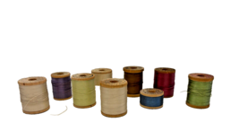 Lot of 9 Belding Best Six Cord AH Rice Bartlett Silk Threads Wood Spools... - £18.25 GBP