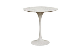 20&quot; Diameter White Tulip Flower Style Faux Marble End Side Table Mid-Cen... - £208.12 GBP