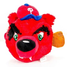 Philadelphia Phillies Bear Face Plush 8&quot; MLB Forever Baseball Hat Red Teeth - £13.91 GBP