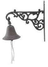 Cast Iron Dinner Bell Ornate Vine Doorbell Porch Deck Decor - £15.50 GBP