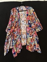 Romantic Umgee Bohemian Cardigan Sz S/M Kimono Blue Purple Floral Print - £27.93 GBP