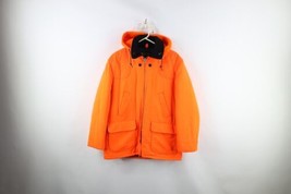 Vintage 70s Mens 42 Quilt Lined Hooded Shooting Hunting Jacket Blaze Orange USA - £78.07 GBP