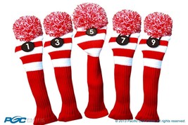 New 1 3 5 7 9 Red White Knit Vintage Golf Clubs Headcover Head Covers Set Retro - £47.97 GBP