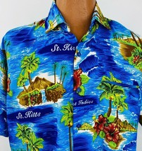 Rima Beach Wear Large Aloha Hawaiian Shirt Men West Indies St Kitts Palm Orchid - £32.12 GBP