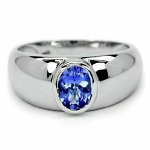 14K White Gold Plated 1.80Ct Oval Simulated Tanzanite  Engagement Solitaire Ring - £101.27 GBP