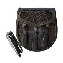 Scottish Kilt Semi Dress Sporran Genuine 100% Real Leather Knot Tassels Sporran - €77,61 EUR