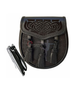 Scottish Kilt Semi Dress Sporran Genuine 100% Real Leather Knot Tassels ... - $1,695.32 MXN