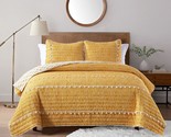 Boho Style Yellow Queen Quilt Set With Tassle, Soft And Lightweight Beds... - $78.99