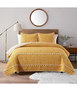 Boho Style Yellow Queen Quilt Set With Tassle, Soft And Lightweight Beds... - £61.98 GBP