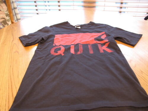 Boy&#39;s Quiksilver BTP V neck t shirt eye chart S small surf skate black - $7.20