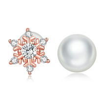 Genuine 925 Silver Quality Shell  Earrings for Women Dazzling Snowflake Stud Ear - £13.72 GBP