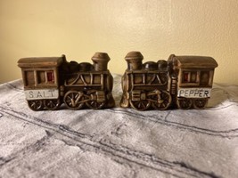 Steamtown Train Salt &amp; Pepper Shakers Painted Ceramic Made In Japan Vintage - $12.50