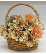 Artificial Flower Planter woven Basket Faux Indoor House Plants with Handle - £18.22 GBP