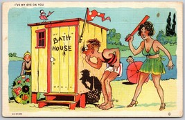 Postcard Humor Comic Funny Cartoon I&#39;ve My Eye On You Bath House - $6.17