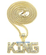 King Necklace New Pendant with Crystal Rhinestones 24 Inch Long Cuban Li... - $22.05