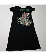 VTG Ed Hardy Koi Fish Rhinestone TShirt Womens XS Black Short Sleeve Y2K - €29,62 EUR