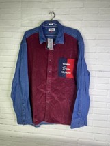 NEW Tommy Hilfiger Denim Corduroy Color Block Button Front Up Shirt Mens Size L - £30.47 GBP