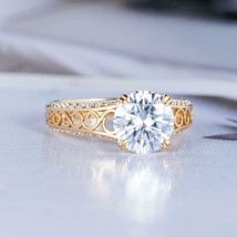 1.00Ct Round Cut  Dimond Wedding Engagement Ring 14K Yellow Gold Finish - £66.19 GBP
