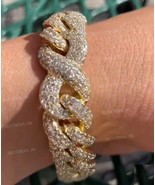 Unique 7.58CT Round Cut Simulated Diamond Men&#39;s Bracelet 925 Sterling Si... - $485.09