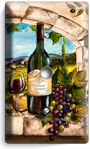 TUSCAN KITCHEN WINDOW VINEYARD WINE GRAPES LIGHT DIMMER CABLE WALL PLATES DECOR