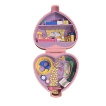  Vtg Polly Pocket Kozy Kitties Pink Heart Compact w/ Doll Figure 1993 Bluebird - £26.53 GBP