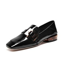 BeauToday Casual Loafers Women Patent Leather Square Toe Slip-On Buckle Details  - £138.65 GBP