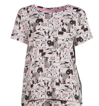 Secret Treasures Pajama Short Sleeve Top pink gray dogs doggie shirt siz... - £7.09 GBP