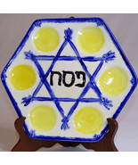 Passover Seder Plate Star Of David Blue White &amp; Yellow In Color Is Hand ... - $7.80