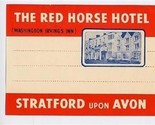 Red Horse Hotel Luggage Label Stratford Upon Avon England Washington Irv... - $10.89