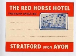 Red Horse Hotel Luggage Label Stratford Upon Avon England Washington Irv... - £8.56 GBP