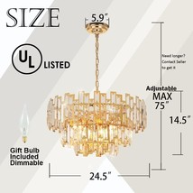 ANTILISHA Modern Crystal Chandelier 24” Gold Round Chandelier - £298.95 GBP