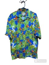 Vtg Hilo Hattie Men&#39;s Green Parrot Tropical Hawaiian  XL Shirt  - £17.23 GBP