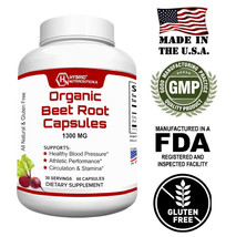 Organic Beet Root Capsules 1300mg, Blood Pressure Support (60 capsules) - £14.81 GBP