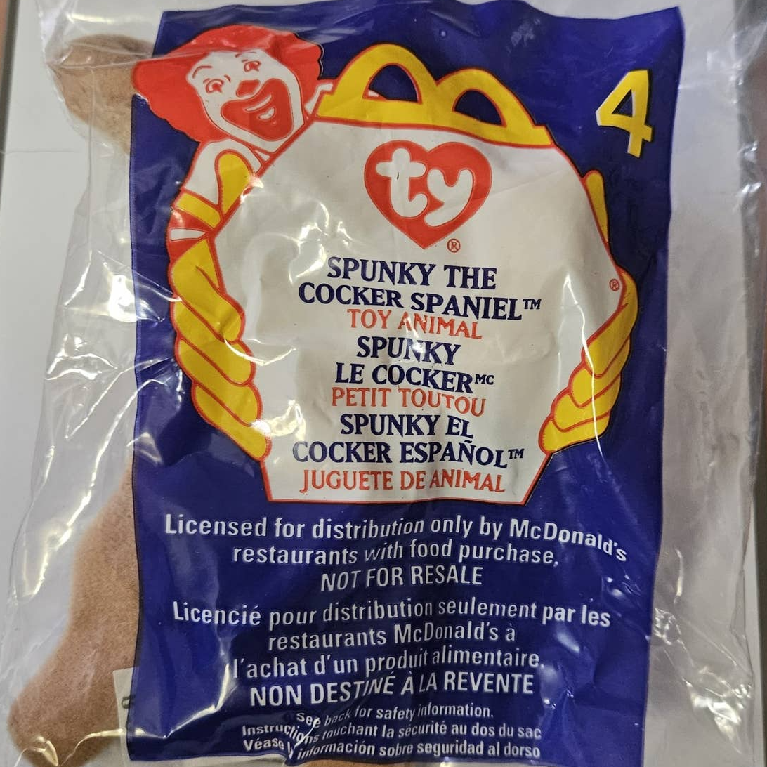 1999 McDonalds Teenie Beanie Babies Spunky the Cocker Spaniel 4 New in Package - $9.90