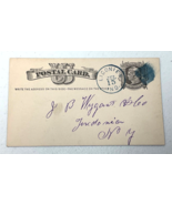 US 1879 Postal Stationary Card UX5 Blue Cancel &amp; Blue Smear Indiana To N... - $19.00