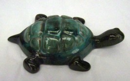 Blue Mountain Pottery BMP Mini Green Brown Glaze Turtle Figurine 5-1/2&quot; long - £13.57 GBP