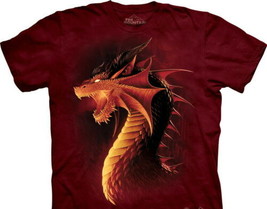 Red Dragon Fantasy Hand Dyed Dark Red T-Shirt NEW UNWORN - £11.55 GBP