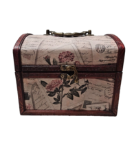 7&quot; Wooden Jewelry Case - Vintage-Inspired Floral &amp; Travel Design, Handmade - $42.08