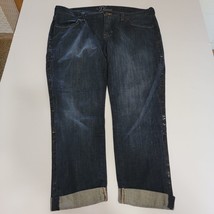 Old Navy Jeans Womens Size 12 Diva Cuffed Skinny Dark Wash Capri Measure... - £9.90 GBP