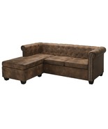 vidaXL Large Chesterfield Sofa Leather Upholstered Wood Frame Living Room - $11,244.20 MXN