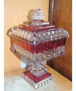 Antique EAPG Covered Compote 10" Crystal Wedding Bohemian Stain Bowl Rub... - $29.24